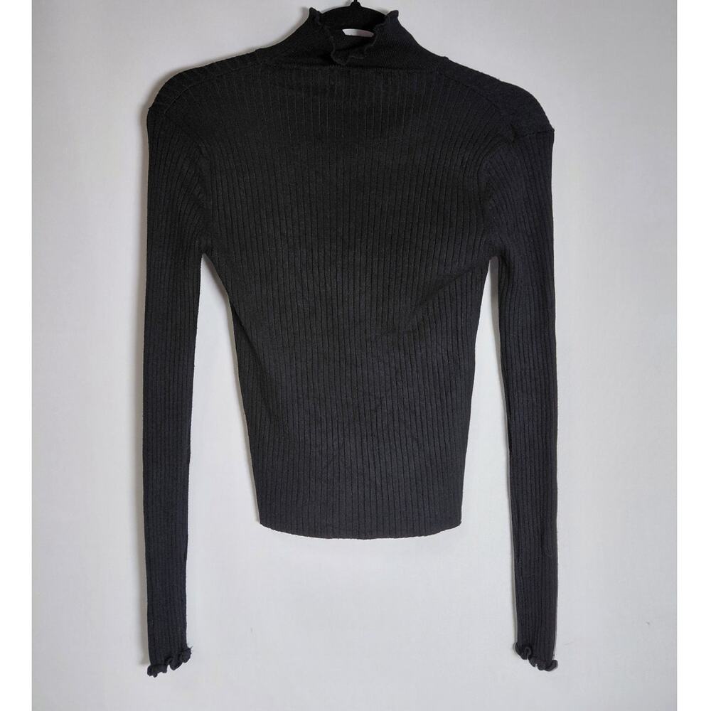 ZARA KNIT Black Long Sleeve Solid Crew Neck Women Size S